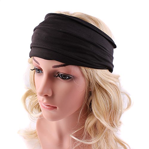 Womens Fashion Pleated Nonslip Headband Headwrap Hairband Turban Hair Accessories Solid Color for Workout Crossfit Yoga Pilates Gym Sports Running