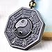ZTAN Vintage Black Obsidian Necklace Pendant Yingyang Amulet Pendant with Long Adjustable Bead Chain