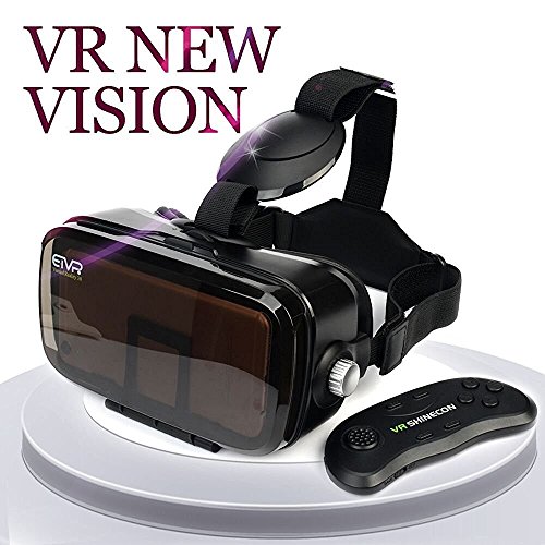ETVR 3D Virtual Reality Headset with Remote Controller for 3D Movies and VR Games, VR Headset with Adjustable Straps, Eye Care System for iPhone and Android 4.7