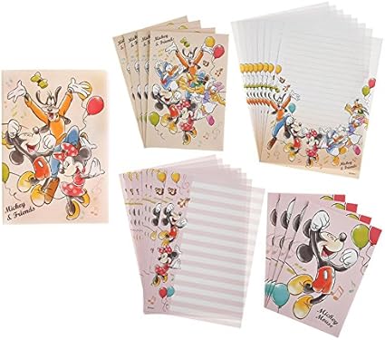 Amazon ディズニーストア 公式 レターセット クリアファイル付き ミッキー フレンズ エンジョイ レターセット 文房具 オフィス用品