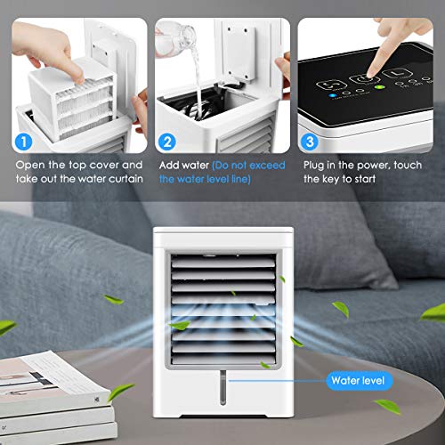 Portable Space Air Conditioner, Personal Air Cooler 3 in 1 Mini USB