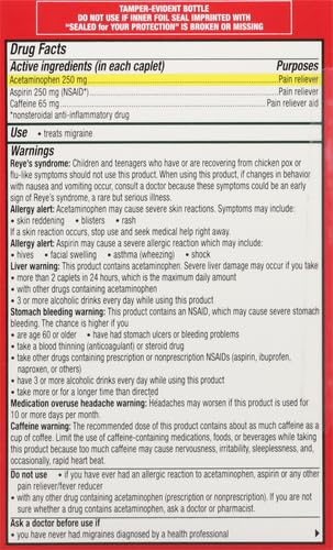 EXCEDRIN MIGRAINE RELIEF CAPLETS TO ALLEVIATE MIGRAINE SYMPTOMS – 200 COUNT