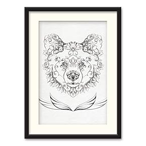 Black Paper Framed Canvas Wall Art for Living Room, Bedroom Black and White Beasts Canvas Prints for Home Decoration Ready to Hanging - 23x31 inches