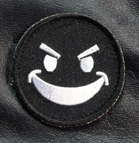 EVIL SMILEY FACE 2 INCH TACTICAL MORALE MILSPEC SWAT HOOK PATCH for Accessories - Bags/Purses, Apparel - Coat/Jacket, Apparel - Jeans/Pants, Children, Crafts
