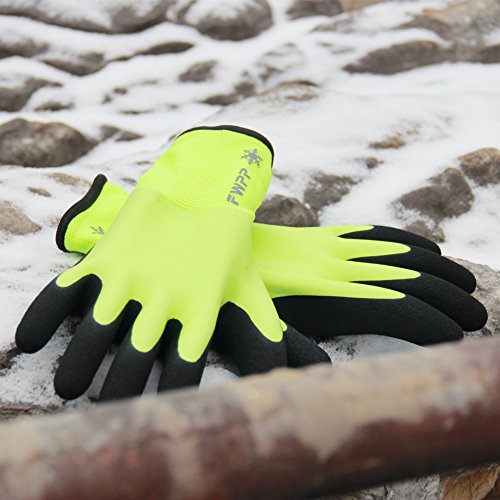 FWPP High Visibility Full Thermal Lining Winter Work Gloves Skid Resistance Comfortable Soft Keep Warm Cold Weather Safety Gloves, Pack of 1Pair Large