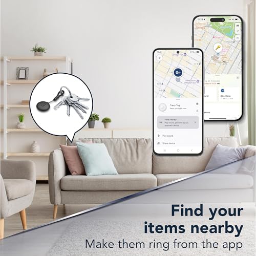 localisateur d'objets Tracy Tag Dual Compatible avec l'application Localiser d'Apple et Google Find Hub, avec la Certification IP67 et Une Pile CR2033, Noir