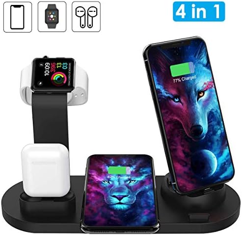Wireless Charger, AQHQUA 4 in 1 Wireless Charging Stand for Apple Watch and Airpods, Qi Fast Wireless Charging Dock Compatible iPhone 11/11 Pro Max/X/XS/XS Max, 10W Wireless Charging for Samsung