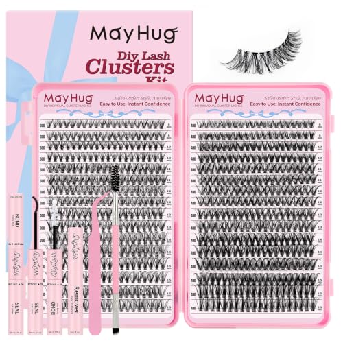 MAYHUG Cluster Lashes Kit,640PCS Natural Wispy Lash Clusters,30D 40D 9-16mm | 640PCS Natural & Wispy Lash Clusters Kit for soft, fluffy and everyday lash styles.