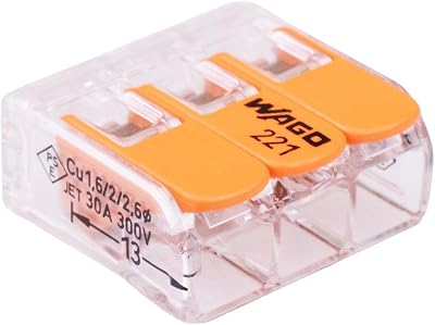 Wago 221 Series 3-Way Lever Connectors 6mm 41A Pack of 5 by Switch Electronics