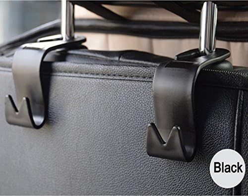 LeeQueen 4 Pack Car Seat Headrest Hooks for Purse and Handbag, Hold Up to 44 lb (Black)