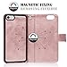 iPhone 7 Case, Vofolen 2 in 1 iPhone 7 Wallet Case Card Holder Slot Folio PU Leather Pocket Holster Detachable Magnetic Slim Cover Protective Hard Shell Wrist Strap Flip Case for iPhone 7 (Rose Gold)