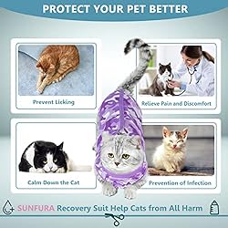SUNFURA Cat Recovery Suit for Abdominal Wounds Spay