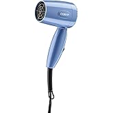 Conair Dual Voltage Hair Dryer, Compact Folding Handle Design, 1600W | Travel blow dryer for on-the-go styling with foldable