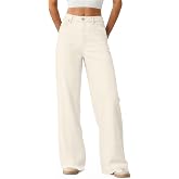 Mars power Women's Wide Leg Jeans High Waisted Baggy Straight Denim Pants | Trendy,Raw Hem,Distressed Pockets,Loose Stretchy,