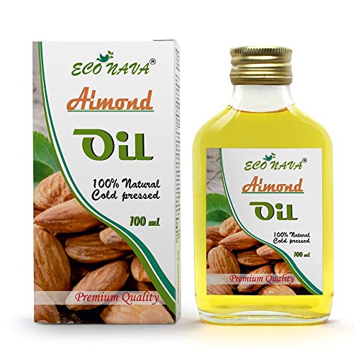 ECO NAVA | Almond Oil | 100% Natural Extra Virgin Cold Pressed | Unrefined Raw No-GMO Vegan | Gluten-Free | Premium Food Grade | Great For Cooking & Skin Applications & Massages (100 ml / 3.4 fl oz)