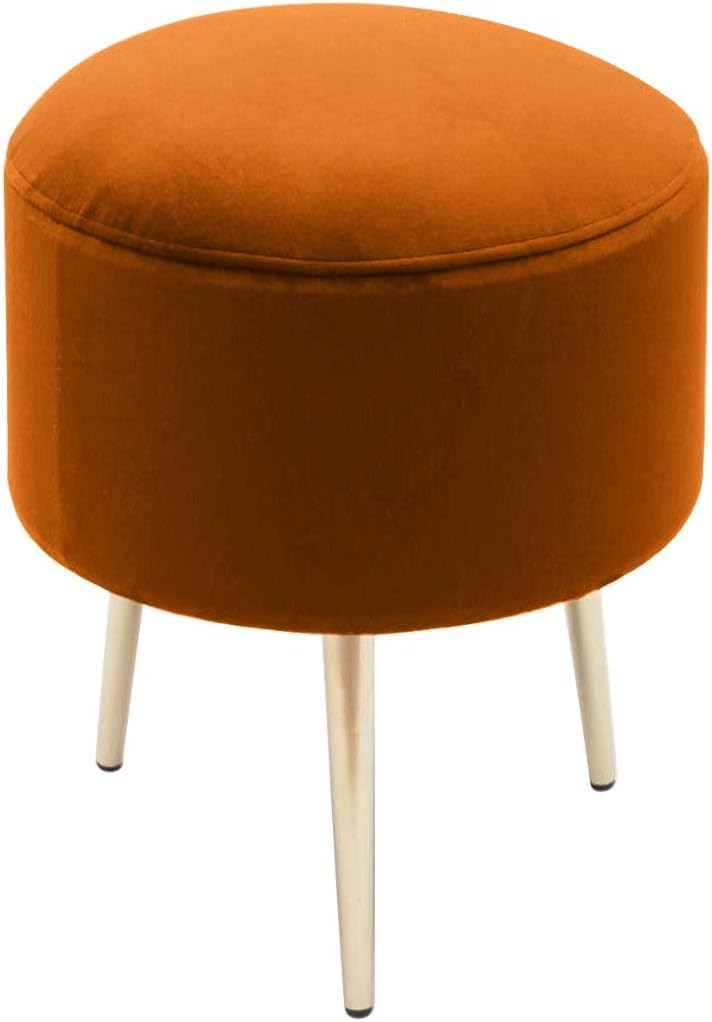Culinary Concepts Drummer Velvet Burnt Orange Stool with Gold Legs