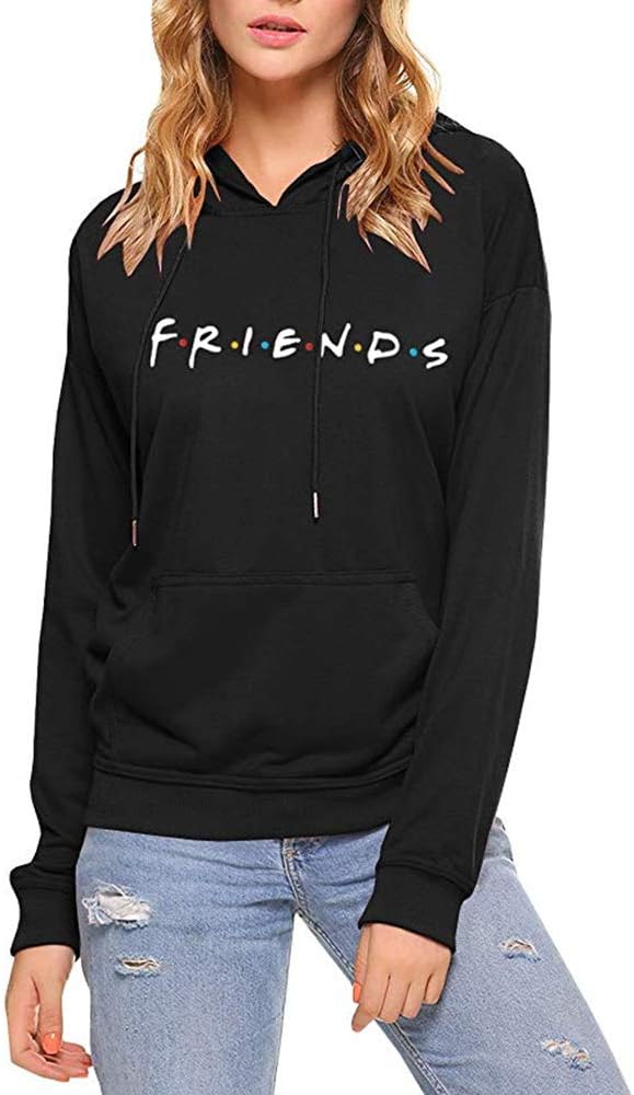 LHAYY Friends Women’s Casual Loose Top Cotton Friends Letters Print Pullover Sweatshirt Hoodie