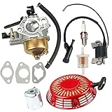 Hilom GX 340 Carburetor Carb with Recoil Starter for Honda GX340 GX390 GX 390 13HP 4-Stroke Engine Lawn Mower Tiller Cultivator Replace 16100-ZF6-V01 5244827