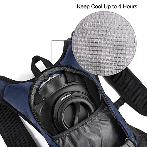 ROCKRAIN Windrunner Lightweight Hydration Pack with 2L BPA Free Water Bladder - Outdoor Sports Gear for Running, Cycling, Hiking, Biking, Camping (Navy Blue)
