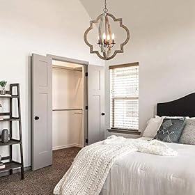 LOG BARN Large Farmhouse Chandelier Handmade Wood 4 Lights Fixtures Hanging for Dining, Bedrooms, Living Rooms and… 51Cjh7pwElL