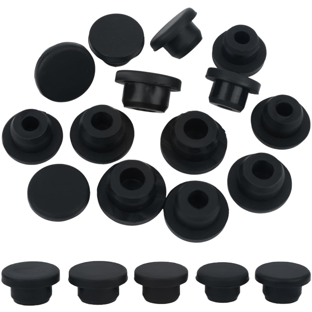 GORGECRAFT 20PCS 16/17/18/19/20mm Inner Diameter Silicone Salt and Pepper Shaker Stoppers Reusable Black Replacement End Plug Insert Bottle Inner Plugs for Cosmetic Glass Bottle Pipes