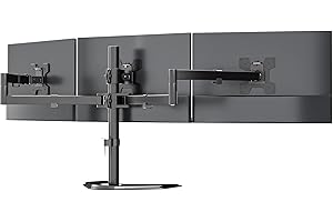 WALI Triple Monitor Stand up to 27 inch, Free Standing Three LCD Monitor Fully Adjustable Desk Mount Fits 3 Screens, 22 lbs W