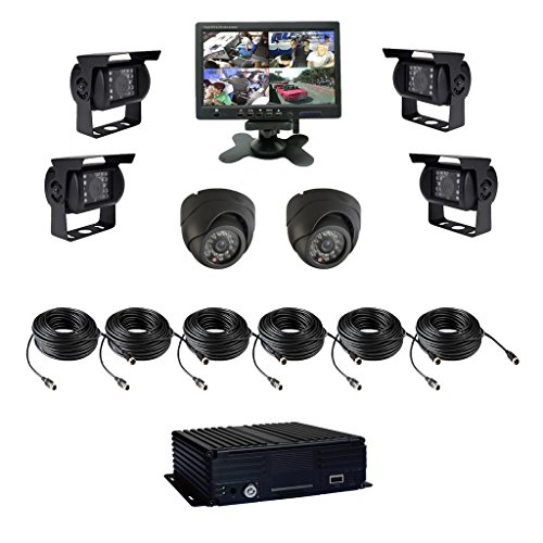 8 Channel AHD 1080N HDD Vehicle Mobile DVR Security Surveillance System Black Box Kit - Support 4G Live View Monitoring, GPS Tracking with 6 Metal-cased Car Cameras, 7'' Monitor and More