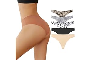 BHJPARFN Invisible Thong, Sexy Anti-Cameltoe Women's Thong, Invisible Pad, Seamless Sports Briefs (5 Pack)