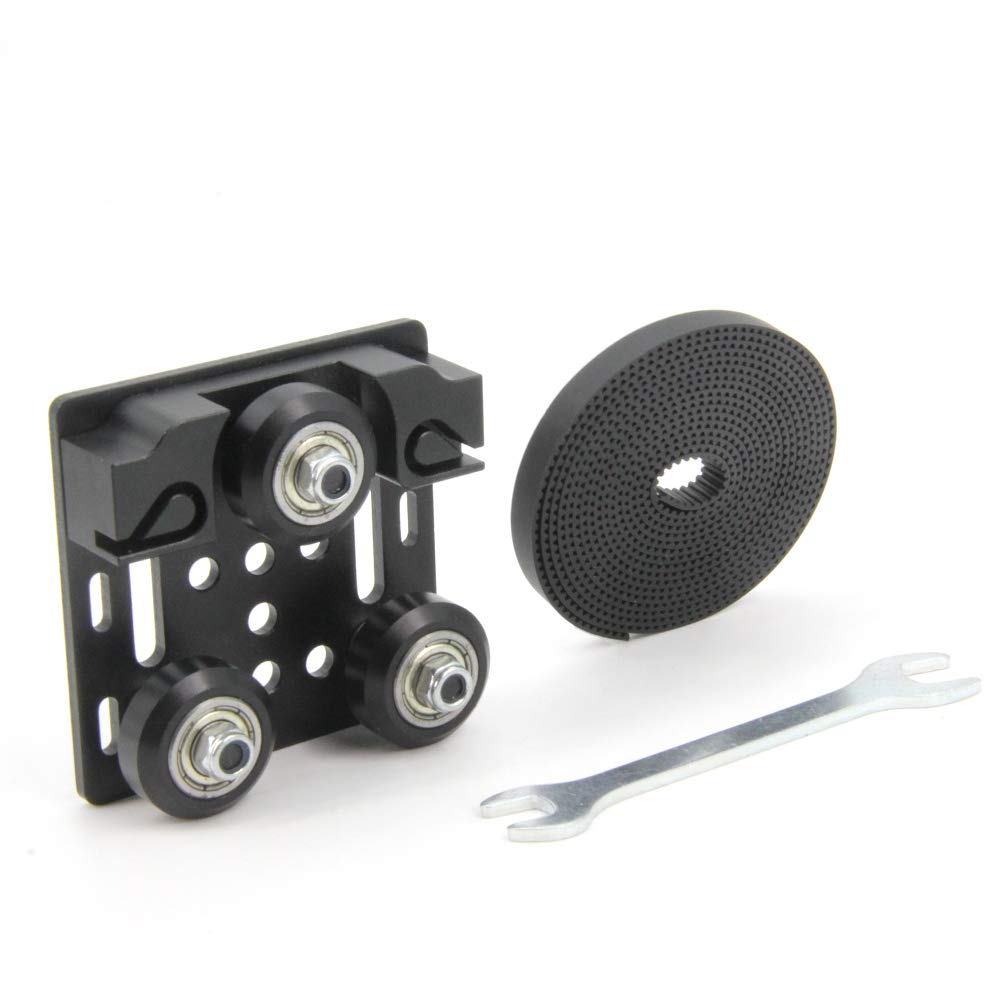 Zeberoxyz Big V Wheel with Plate and 6mm Belt Buckle for 2020V-Slot Aluminum Profile 3D Printer Accessories Parts Set for CNC Kossel Black Wheel (Big V-Wheels with Belt)