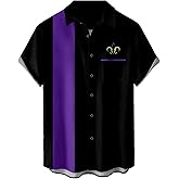 YBHUO Mens Mardi Gras Shirt Print Short Sleeve Hawaiian Bowling Casual Button Down Beach Shirts