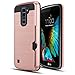 LG K10 Case, LG Premier LTE Case, [K430/K420/K410],AnoKe [Credit Card Slots Holder][Not Wallet] Hard Silicone Rubber Hybrid Armor Shockproof Protective Case Cover for LG K10 KLS Rose Gold