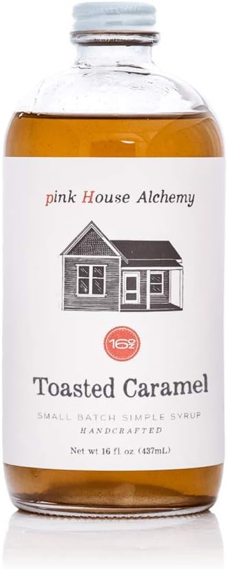 Pink House Alchemy Toasted Caramel - Simple Syrup 16 OZ Bottle for Coffee, Cocktail, Mocktail and Non Alcoholic Drinks, All-Natural Non-GMO