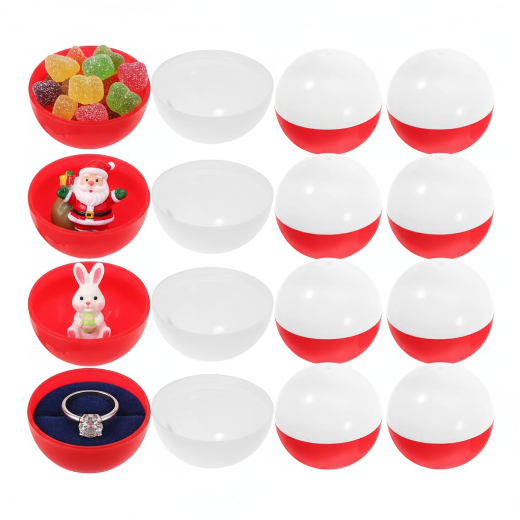 Housoutil Vending Machine Capsules, 50PCS Christmas Round Gumball Machine Ball Capsules, Universal Empty Ball for Parties and Events, for Candy Storage and Miniature Packing