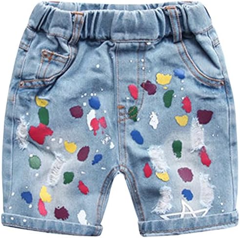 LATUD Boy's Polka Dots Ripped Distressed Jeans Shorts Blue 2 Years/Tag 90