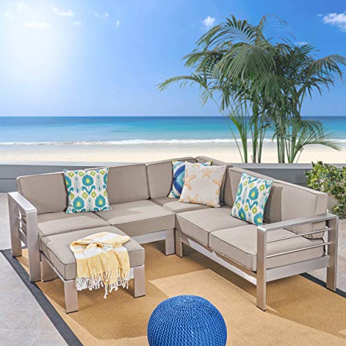 Christopher Knight Home Emily Coral Outdoor Aluminum 5Seater VShape