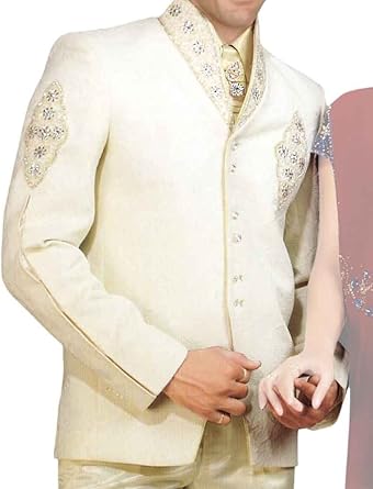 Inmonarch Pc 5 Ivoire Hommes Costume Smoking Mariage Indien