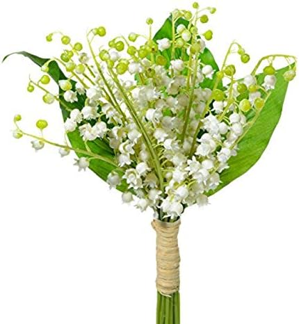 MARJON FlowersFloristryWarehouse Plastic Artificial Lily of The Valley Bundle White with Leaves 40cm/15.5 Inches