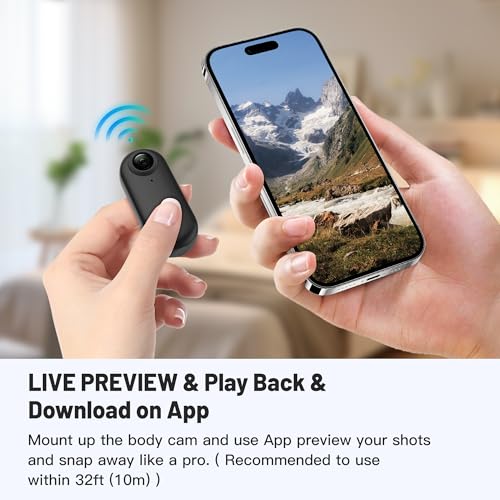 Meoilkolnm Mini Wearable Body Worn Action Camera, FHD 1080P, Thumb Size, Hands Free Recording with Premium Portable Camcorder Mount Anywhere for Security, Work, Guard, Travel, 128GB, Black