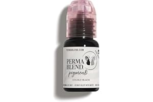Perma Blend - Double Black - Microblading Ink for Permanent Eyeliner - Professional Tattoo Ink - Dark Carbon Based Black Tattoo Ink Makeup - Vegan (0.5 oz)