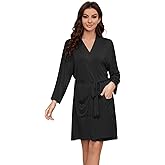 HEARTNICE Robes for Women Lightweight Short Knit Kimono Knee Length Bathrobe for Womens Soft 3/4 Sleeves Summer Sleepwear