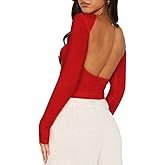 ForeFair Women Sexy Backless Short Sleeve Slim Fit Crewneck Summer Casual Y2K Crop Tee