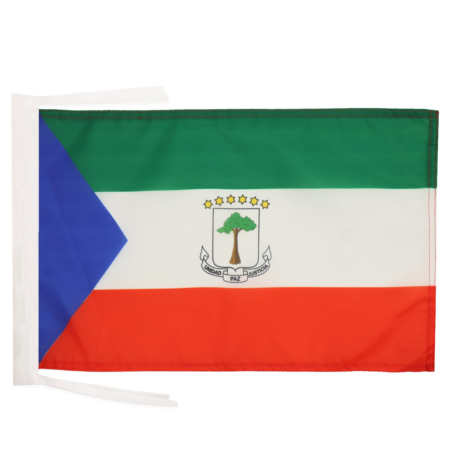 AZ FLAG - Equatorial Guinea Flag - 18'' x 12'' - 100% Polyester Equatoguinean Small Banner with Two Cords - Fade Resistant - Vivid Colors - 18x12 in - 45x30 Cm — image 1