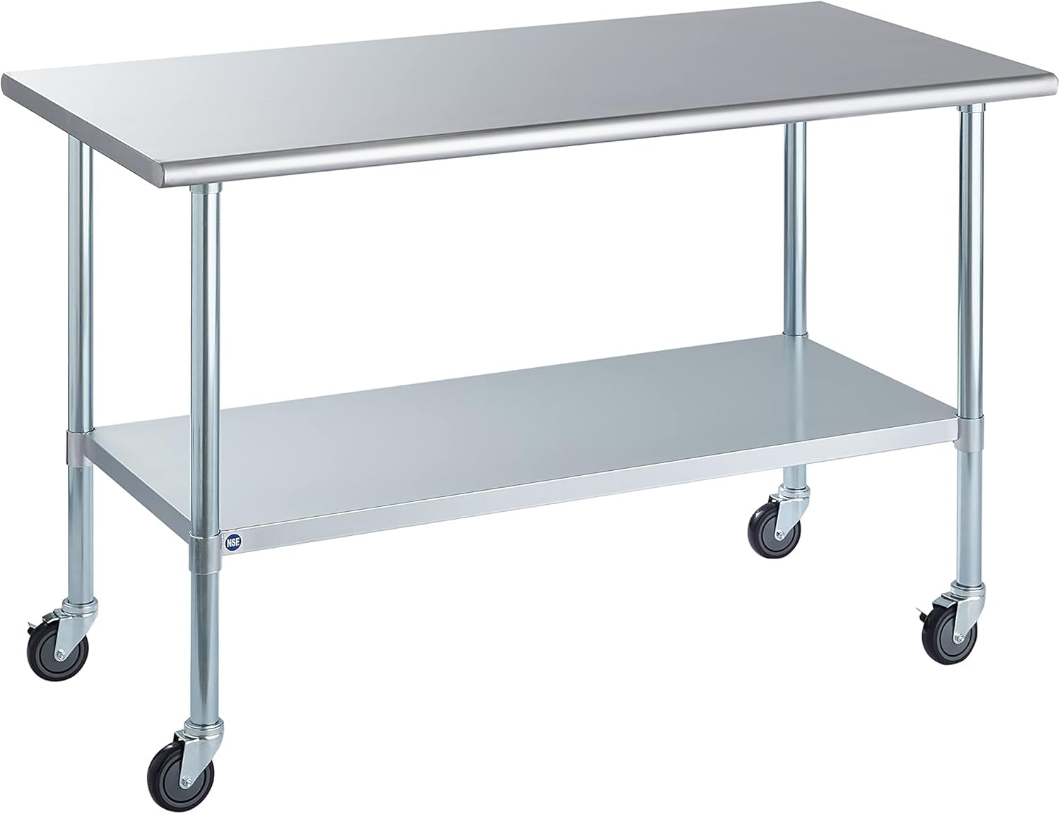 Photo 1 of ROCKPOINT Stainless Steel Table for Prep & Work with Caster Wheels 30x60 Inches, NSF Metal Commercial Kitchen Heavy Duty Table with Adjustable Under Shelf and Table Foot for Restaurant, Home and Hotel