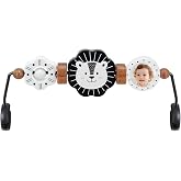 iGRATENS Baby Bjorn Bouncer Toy Bar, New Model Wooden Toy with Mirror | Baby Bouncer Soft &amp; Bliss, Easy to Attach &amp; Remove, Child-Friendly Material, Early Identification Black and White Toys, Lion