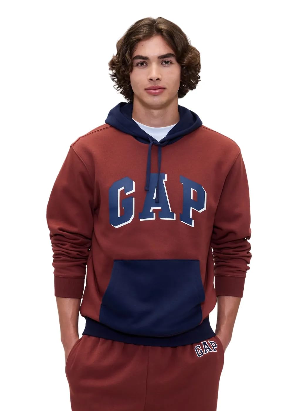 GAP Mens Heritage Logo Pullover Hoodie Burnt Russet 185 XL Image