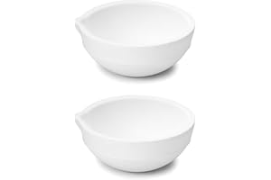 QWORK Ceramic Crucible Bowl, 2 Pcs Quartz Melting Dishes Pot for Melting Casting Refining Gold Silver Brass Alloy, 250g