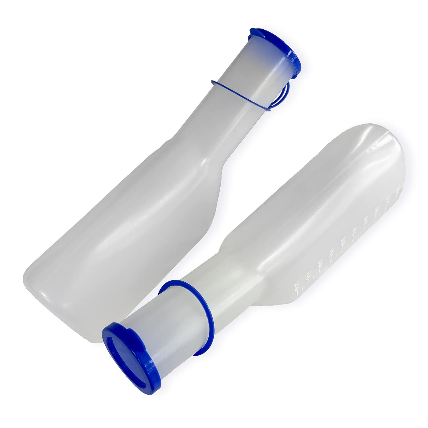 Male Urinal Pack of 2 - Long Neck Urine Bottle with lid - 1 Litre Capacity.
