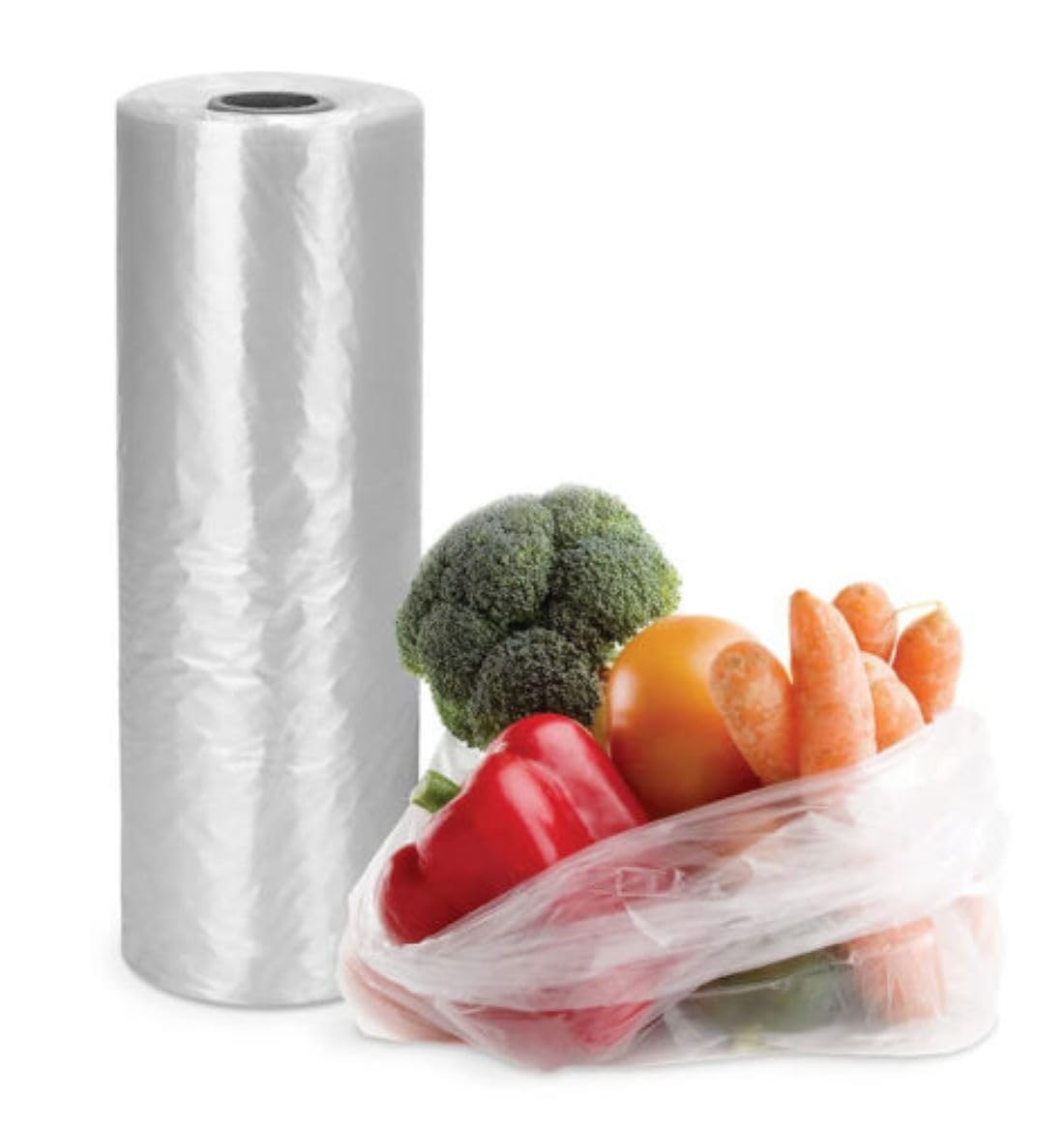 500 Polythene Bags on a Roll Fruit Vegetable Clear Plastic Butchers Counter Bags Size 9"x14"