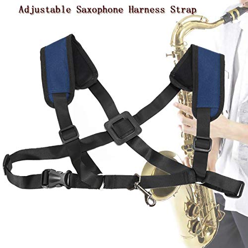 Saxophone Double Shoulder Sax Leather Strap Adjustable Universal Tenor Baritone Sax Saxophone Harness Shoulder Strap Hook