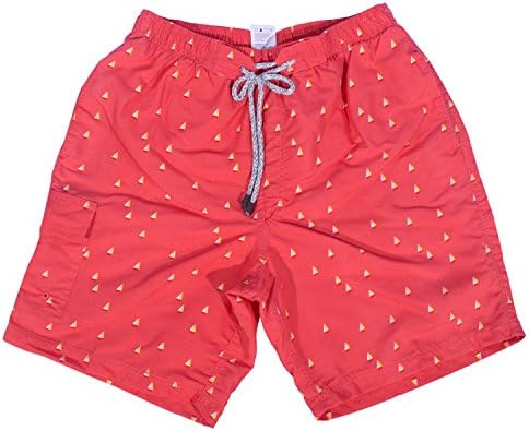 Exist Men's Shorts With Elastic Waistband Drawstring Boardshorts (4712-Coral,Large)